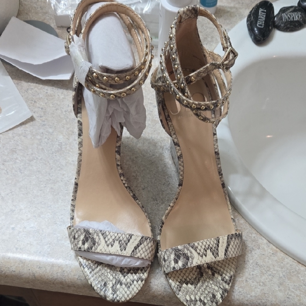 Tan High Heel Strappy Sandals